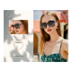 thumbnail image 2 of 2 Gafas De Sol De Moda Estilo Retro Uv400 Para dama Malubero Negro y Beige, 2 of 4