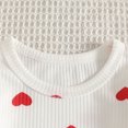 thumbnail image 4 of Pandaie Toddler Girls Heart Print Two Piece Outfit Ruffle Long Sleeve Top Tiered Skirt Bow Headband Birthday Party Holiday Photo Shoots Red,12-18 Months, 4 of 7