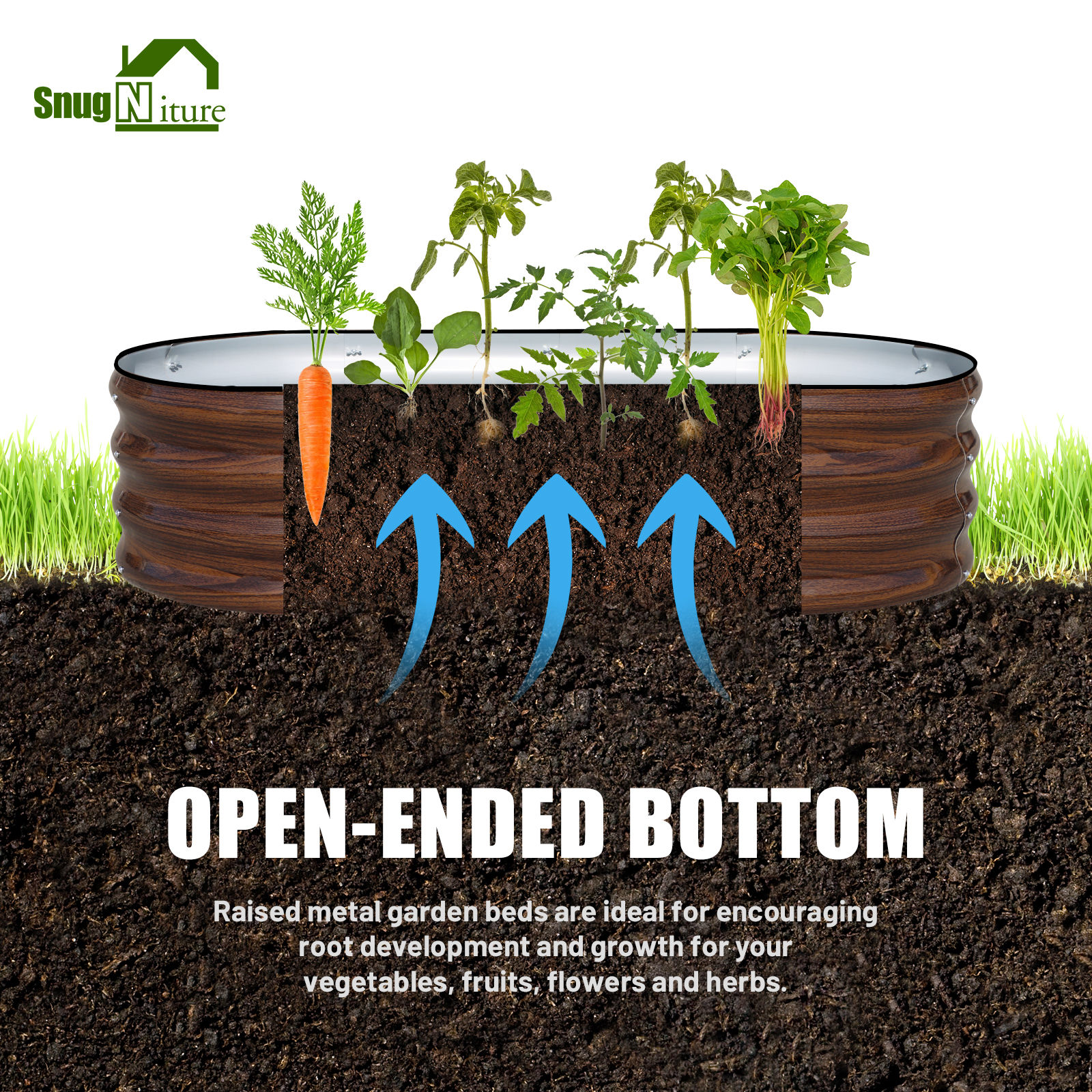 SnugNiture 3-Piece Galvanized Raised Garden Bed, Brown photo 3