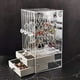 thumbnail image 3 of Caja organizadora de joyas con 2 cajones y 3 soportes de exhibición de almacenamiento de pendientes de acrílico para anillos, collares y pulseras Ormromra 2035308-1, 3 of 8