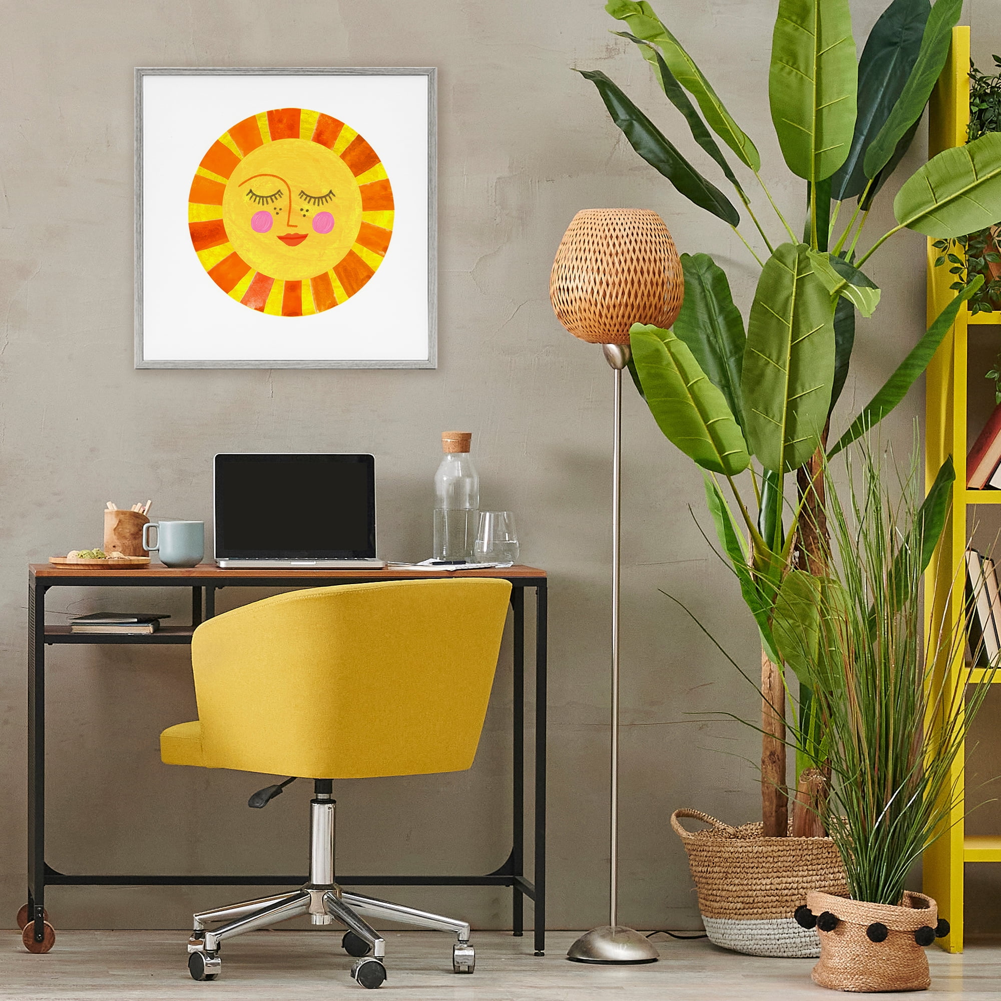 Stupell Industries Simple Warm Sunshine Gray Framed Giclee Art, design by Katherine Herrell Studio