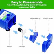 Cat Water Fountain Pump (No Led & with Brush),IP68 DR-DC 160 Submersible Water Pump for Stainless Steel,Ceramic Cat Water Fountain,Ultra Quiet Pet Fountain Pump