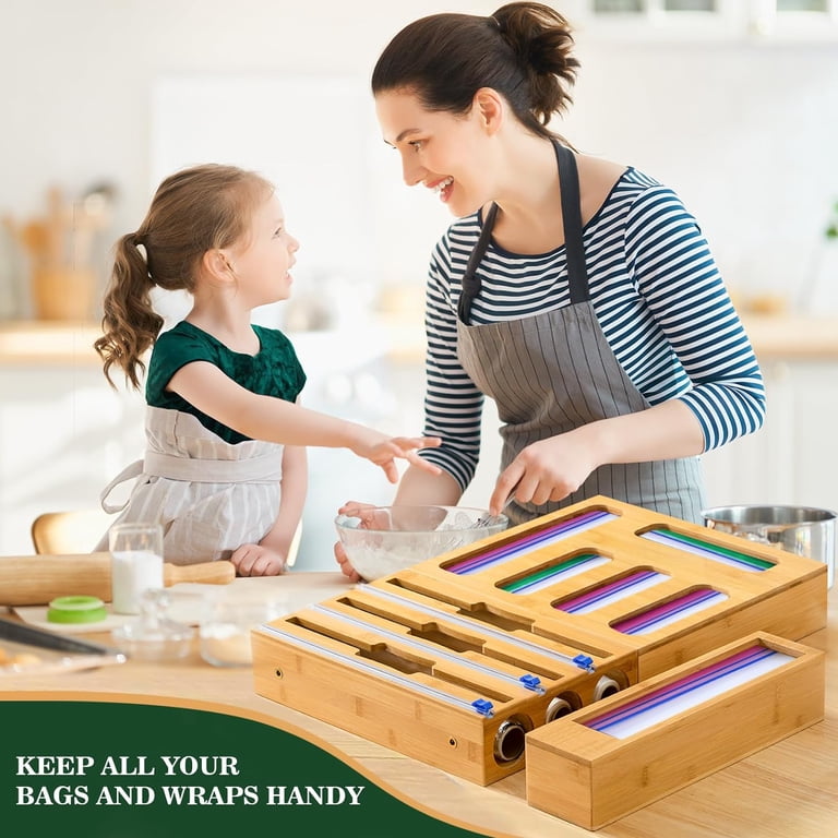 9 In 1 Storage Bag Organizer And Plastic Wrap Dispenser