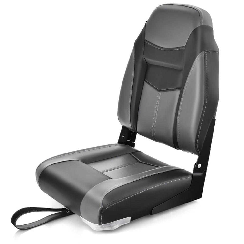 Demifill High Back Folding Boat Seats with Black Sponge Cushion and Flexible Hinges,Boat Seats High Back, Fold-Down Fishing Boat Chair with Aluminium Hinges for Sightseeing Boat, Outdoor, Gray