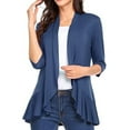 thumbnail image 1 of Sunloudy Mujeres Primavera Otoño Cardigan Tops, 3/4 Manga Casual Color sólido Volantes Dobladillo Delgado Tops Abrigo Sunloudy  moda, 1 of 5