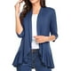 thumbnail image 1 of VISgogo Mujeres Primavera Otoño Cardigan Tops, 3/4 Manga Casual Color sólido Volantes Dobladillo Delgado Tops Abrigo VISgogo  moda, 1 of 4