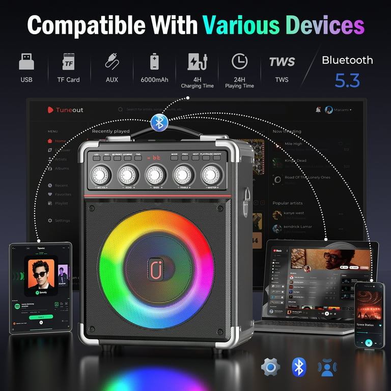 JAUYXIAN Bluetooth Speaker with Microphone Portable Outdoor