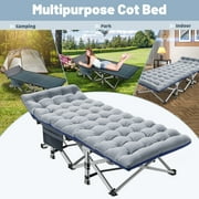 MOPHOTO Folding Camping Cots for Adults Support 900bls, Portable Folding Bed, Heavy Duty Collapsible Sleeping Bed, W/Mattress & Carrying Bag, 75x28
