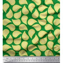 Soimoi Green Georgette Viscose Fabric Artistic Leaves Printed Craft Fabric by the Yard 42 Inch Wide