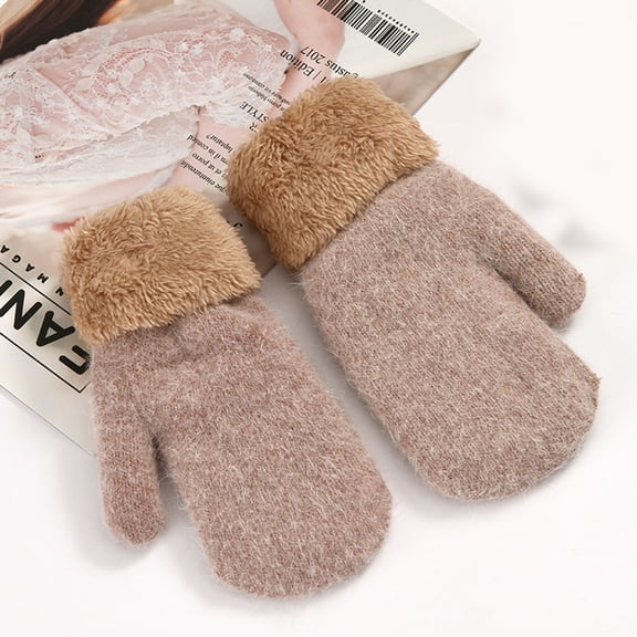 SEHIOZNI Winter Gloves for Women Warm Fleece Lining Stretchy Knit Thermal Snow Gloves for Cold Weather Gifts Brown