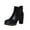 Black, variant on Fesfesfes Faux-Leather Boots for Women Chunky Heel High-Heels Boots Round-Toe Retro Back Zipper Short Boots 4(35)