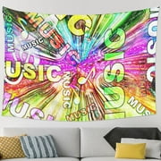 TEQUAN Abstract Music Sound Pattern Large Tapestry, Aesthetic Tapestries Wall Hanging for Bedroom Living Room College Dorm Decor, 90 x 60 inches