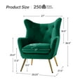 thumbnail image 7 of Velvet Accent Chair Wingback Home Lounge Single Sofa Upholstered Tufted High Back Golden Leg Living Room Adult Green, 7 of 7