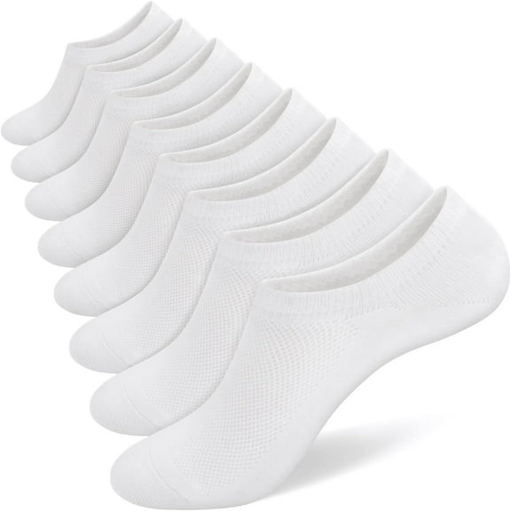 Mens No Show Socks 8 Pairs Invisible Low Cut Cotton Socks Ondo Non Slip Short Socks Size 5-8/9-11/12-14