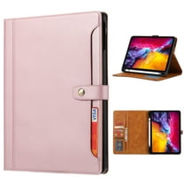 ELEHOLD Leather Case for iPad Pro 12.9 2022/2021/2020/2018 Multi-Functional Flip Leather Wallet Case Front Pocket Card Slots Kickstand Pencil Holder Shockproof Business Men Women Case Cover,Rosegold