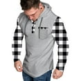 thumbnail image 5 of YOIAVAIOY Men's Quarter Zip Hoodies Plaid Patchwork Long Sleeve Hooded Sweatshirt Drawstring Athletic Workout Gym Hoodie White XXL, 5 of 5