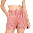thumbnail image 2 of Fengactive Girls Gingham Loungewear Shorts Elastic Waist Button Detail Straight Leg with Convenient Side Pockets for 5-14T, 2 of 6