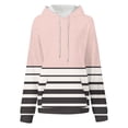 thumbnail image 4 of TFEOQRY Hooded Sweatshirts for Women Loose Striped Printed Pullover with Pockets Long Sleeve Hooded Tops Sweatshirt Pink, 4 of 5