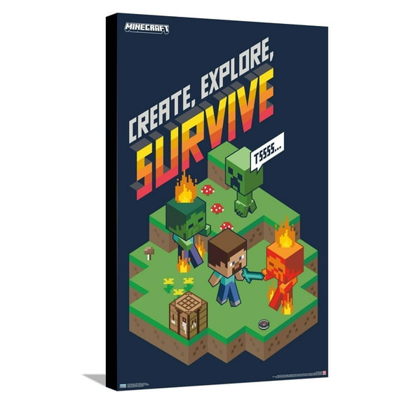 Minecraft - Create, Explore, Survive 2 Canvas Wall Poster, 14.725" x 22.375"