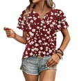 thumbnail image 5 of Paiyanr Women Tunic Tops Casual V-Neck Short Sleeve Shirts Floral Blouses Loose Summer Tops, 5 of 7