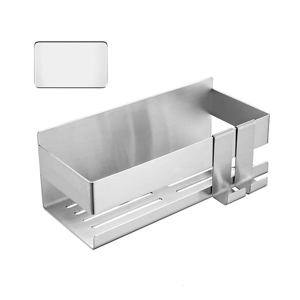 Injueey Organizador de cocina montado en la pared para baño, estante de drenaje, estante de ducha sin perforaciones, estante de almacenamiento Juegos de accesorios de baño Plata No.01