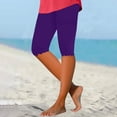 thumbnail image 2 of HAJWOH Capri Leggings for Women Elastic Waist High Waist Knee Length Leggings Stretch Summer Lightweight Pants Athletic Running Workout Yoga Pants, 2 of 6