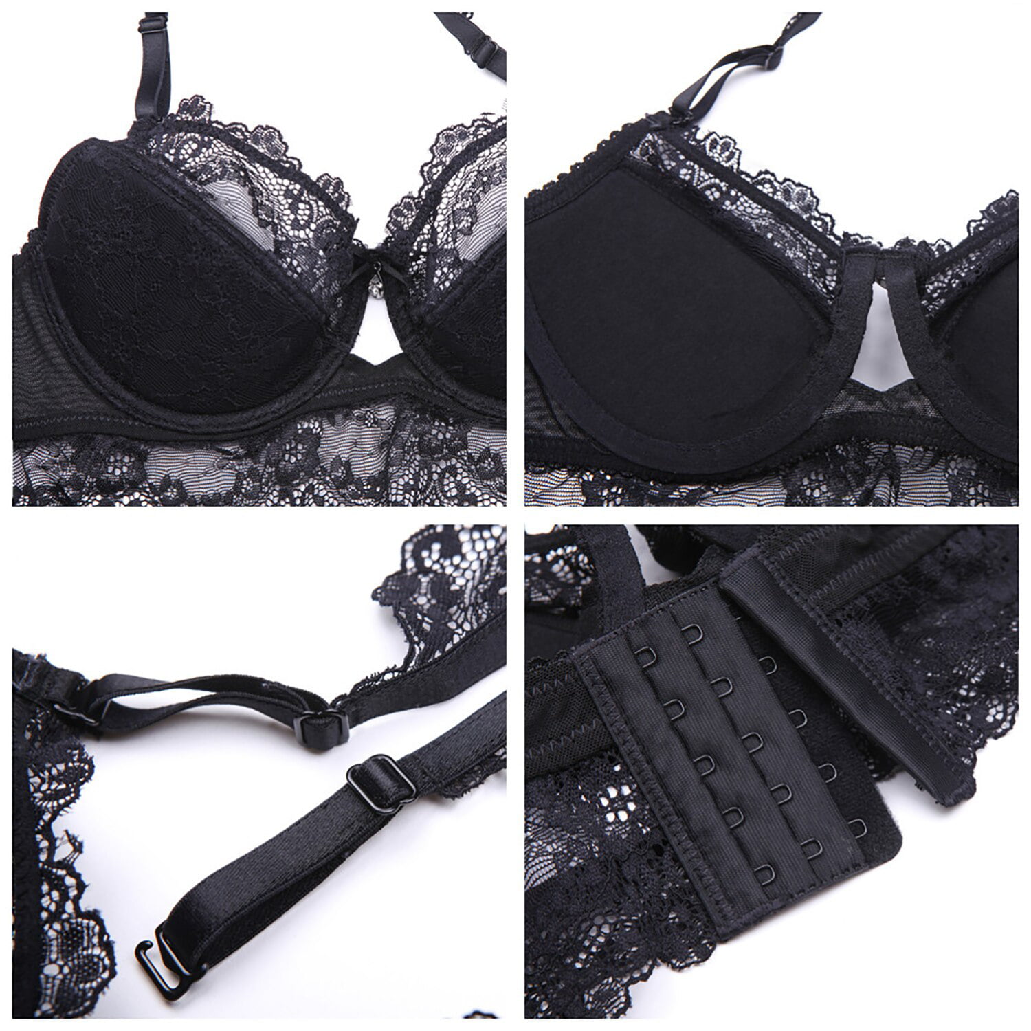 Varsbaby Sexy Lace Padded Push Up Bra Lingerie Sets for Women 