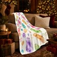 thumbnail image 3 of Whimsical Gummy Bear Botanical decorative motif, Playful Woodland Scene, Warm Flannel Blanket for Cabin and Lodge, Wildlife Lovers Valentine's Day Gift, Botanical Home Decor, 3 of 9