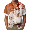 thumbnail image 2 of HOWPAY Men's Shirts Oversized Short Sleeve Button up Hawaiian Floral Print Tops Beach Holiday Casual Regular Fit Comfy Summer Streetwear Brown XXL, 2 of 4