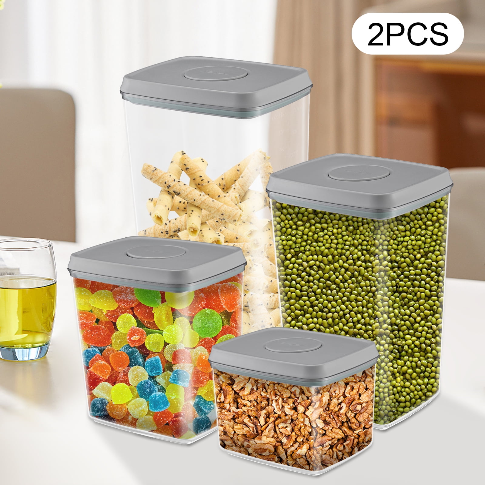 Wildnix 8-Piece Pop Airtight Food Storage Containers with Lids, Sealing Ring for Freshness, Clear and Transparent, Ideal for Kitchen Organization