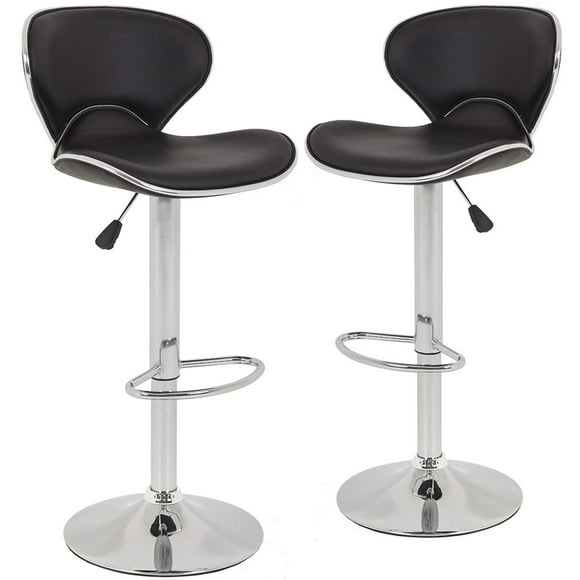 Tabourets de Bar Hauteur Comptoir Réglables Chaises de Bar avec Dossier Tabourets de Bar Ensemble de 2 Tabouret de Bar Pivotant en Cuir PU Tabourets de Comptoir de Cuisine Chaises de Salle à Manger