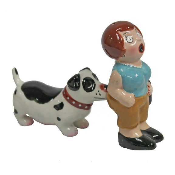 Pacific Trading A Lady and A Tramp SP Shakers Dog Biting Woman's Bum Magnetic Salt and Pepper Shaker Set
