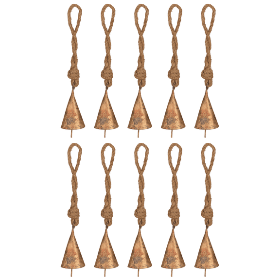Vivanta 2-Inch Mini Gold Christmas Tree Bells - pack of 10 Handmade Ornaments for Crafts and Hanging