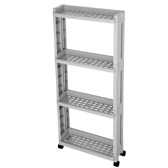 Mobile Shelving Unit Organizer, Slim Slide Out Storage Tower Pull Out Pantry Shelves Cart with 4 Storage Baskets on Wheels for Kitchen Bathroom Bedroom Laundry Room Narrow Places