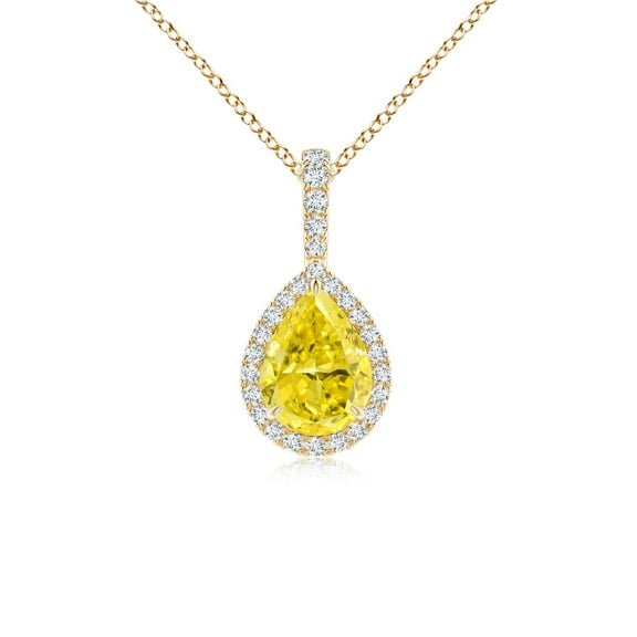 ANGARA Lab Grown Yellow Diamond Teardrop Pendant for Women in 14K Yellow Gold (Size-7x5mm| Clarity-VS) | April Birthstone, Anniversary, Jewelry Gift for Women | Lab-Grown Yellow Diamond Necklace