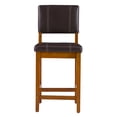 thumbnail image 2 of Linon Milano 24" Mid Back Indoor Upholstered Counter Stool, Medium Walnut/Dark Brown Faux Leather, 2 of 13
