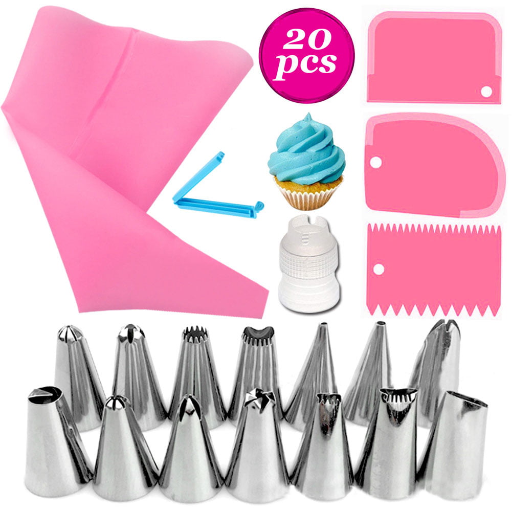 Yiouou Silicone Piping Bag and Nozzle Set,Reusable Icing Piping Cream Pastry Bag and 12 Pcs Piping Nozzle Set for Cake Decorating 