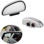 PME Side View Blind Spot Mirror, Car Mirror Wide Angle Side Mirror 360 Degree Adjustable Attach On Rear View Mirror for Vehicle SUV Motorcycle - 1 Pair of Left & Right, Silver HOUSING
