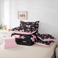 thumbnail image 6 of Homewish Modern Fashion Bowknot Twin Bedding Sets 7-Piece for Kids, Black Pink Bow-tie Bedding Comforter Set, Princess Style Reversible Sheet Sets, Super Cozy Room Decor, 6 of 8