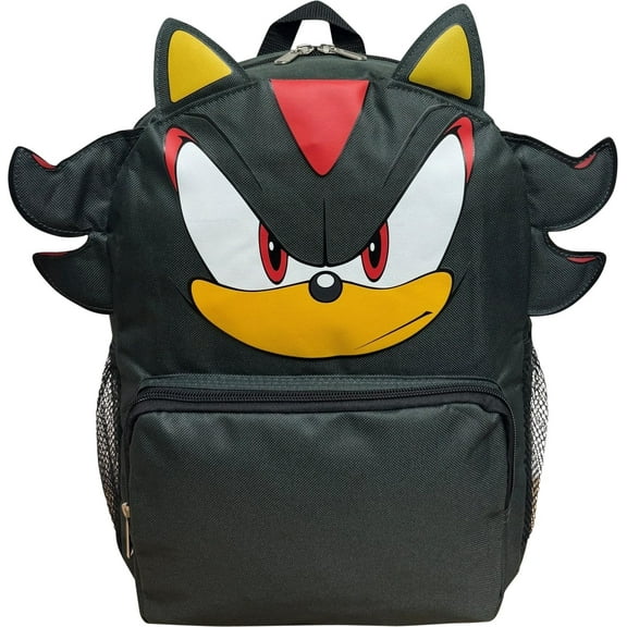 Ruz Sonic The Hedgehog 12" Small Backpack With 3D Features, Sonic - Shadow - Knuckles Kid's School Bag (Shadow)