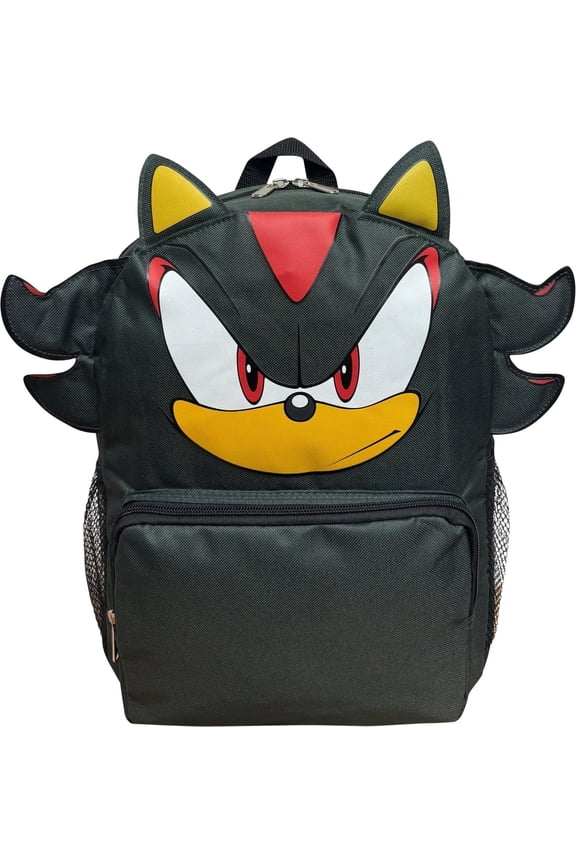 Sonic The Hedgehog 12" Small Backpack With 3D Features, Sonic - Shadow - Knuckles Kid's School Bag (Shadow)