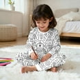 thumbnail image 7 of Girls Outfits Sets Christmas Robot Doodle Print Long Sleeve Pajama Two Piece Sleepwear Kids Cozy Nightwear, 7 of 7