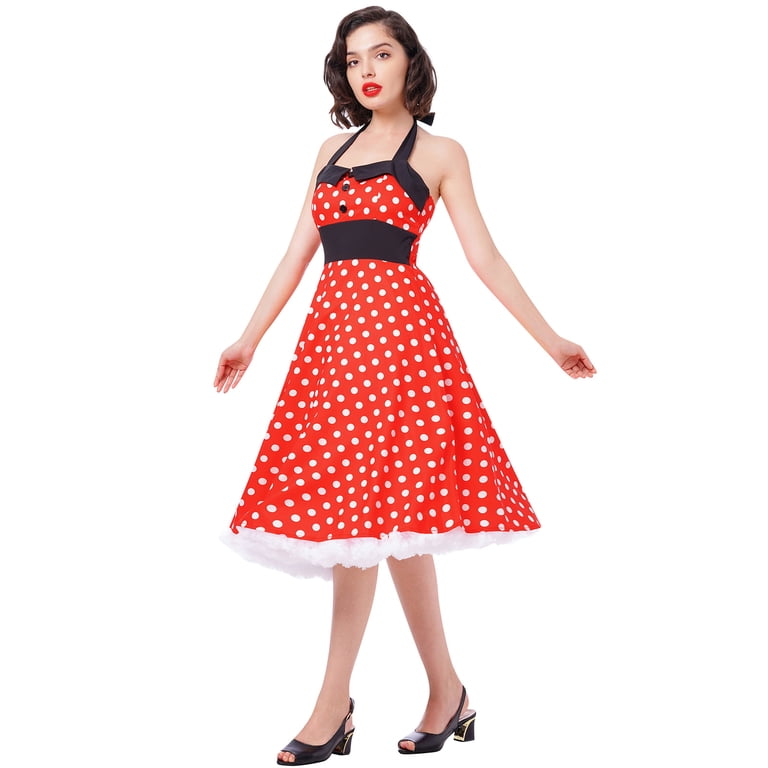 IBTOM CASTLE Women Vintage 50's 60's Rockabilly Audrey Hepburn Tea Dress Halter Polka Dot Wedding Cocktail 1950s Party Swing Short Gown 2XL Red - Walmart.com IBTOM CASTLE Women Vintage 50's 60's Rockabilly Audrey Hepburn Tea Dress Halter Polka Dot Wedding Cocktail 1950s Party Swing Short Gown 2XL Red - Walmart.com