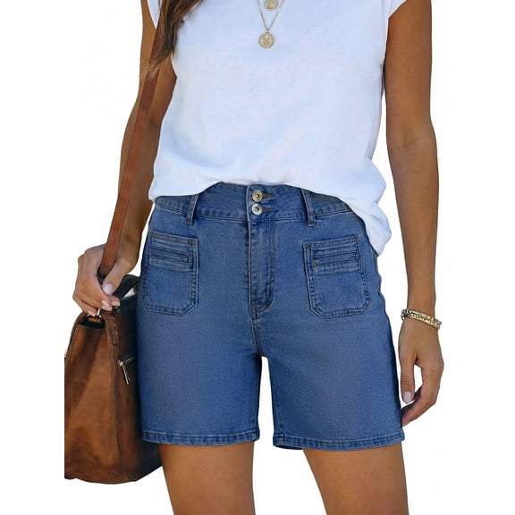 EMMIOL Women's High Waisted Denim Jean Shorts - Trendy Casual Jorts