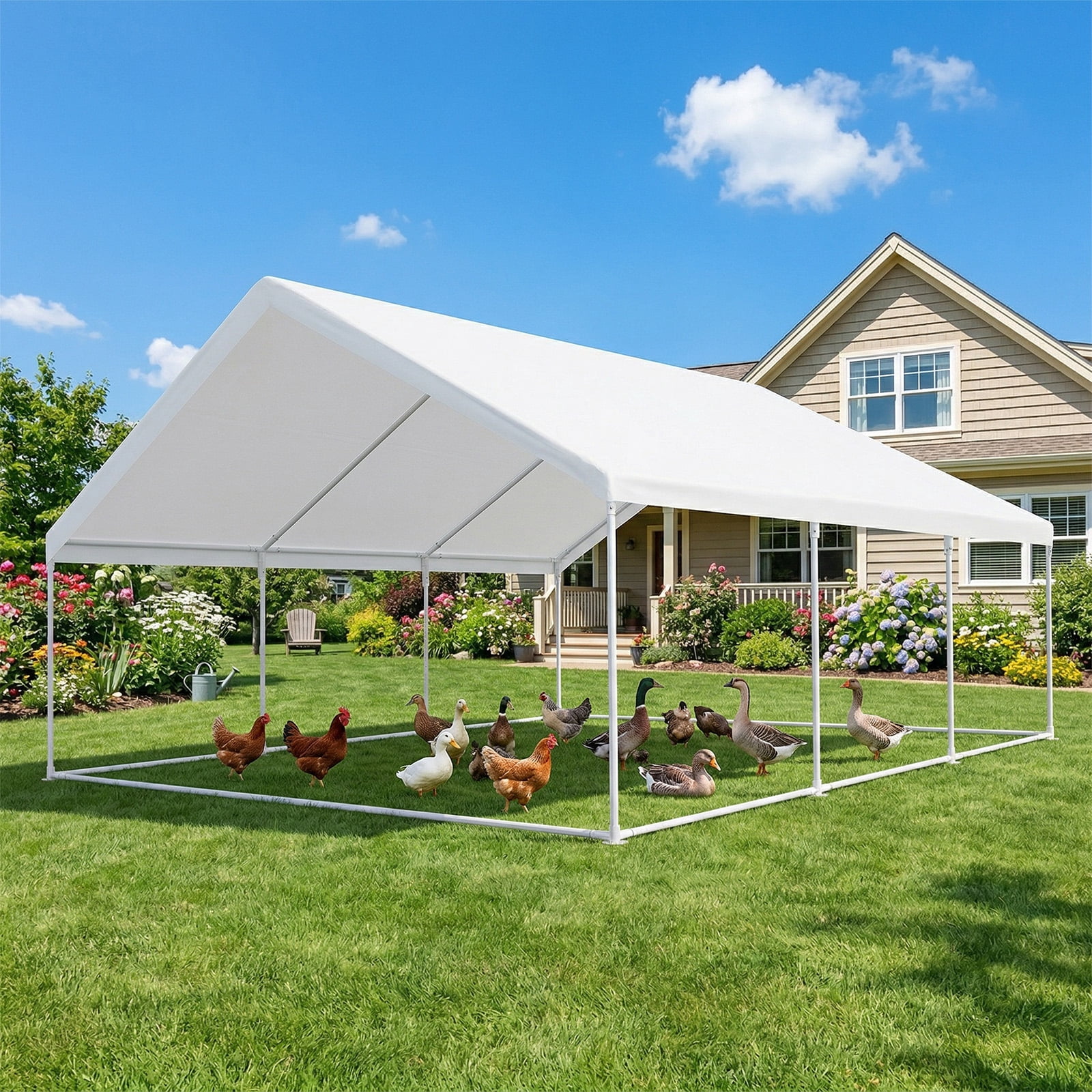 HOTEEL 20x20ft Heavy Duty Party Tent, Commercial Outdoor Canopy Wedding Tents for Parties with 6 Sidewalls & Built-in Sandbags, Waterproof Outdoor Canopy, White