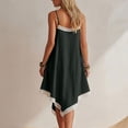 thumbnail image 5 of Tqcoqu Women's Asymmetrical Summer Linen Dress,Spaghetti Strap Lace Trim Bohemian Sleeveless Loose Vacation Beach Dresses,Dark Gray Women's S-XXL, 5 of 7