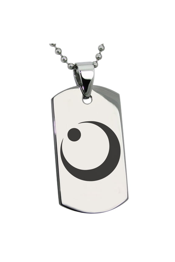 Stainless Steel Obu Samurai Crest Engraved Dog Tag Pendant Necklace