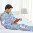 thumbnail image 4 of Mens Pajamas Set, Dreamy Colorful Fishtail Horse Button Down Long Sleeve Loungewear Sleepwear Pjs sets for Men, 4 of 5