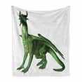 thumbnail image 1 of Animal Soft Flannel Fleece Throw Blanket, Ugly but Dragon Standing and Looking Miniature Dino Like Image Artwork Print, Cozy Plush for Indoor and Outdoor Use, 70" x 90", White Green, by Ambesonne, 1 of 6