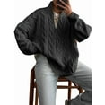 thumbnail image 3 of Chandail à Demi-Col Roulé à Manches Longues pour Femme avec Fermeture Éclair, Automne et Hiver, Tricot Côtelé Décontracté, Gris, P, 3 of 7